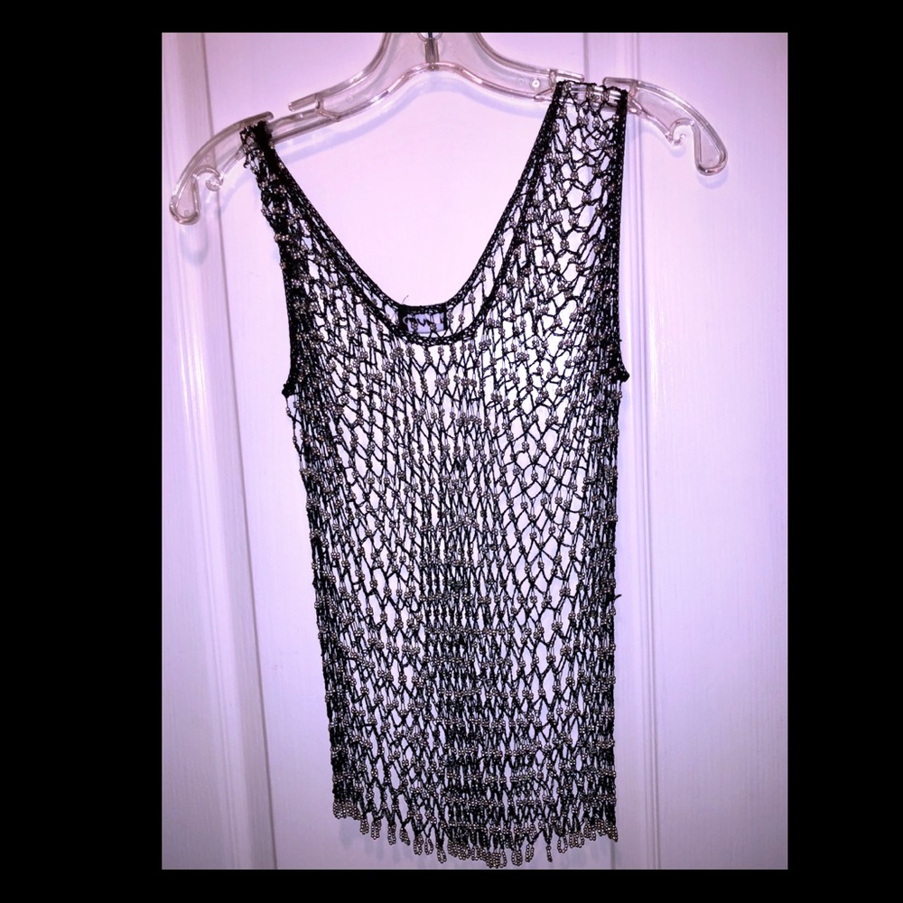 Rave “chain mail” looking beaded tank top.